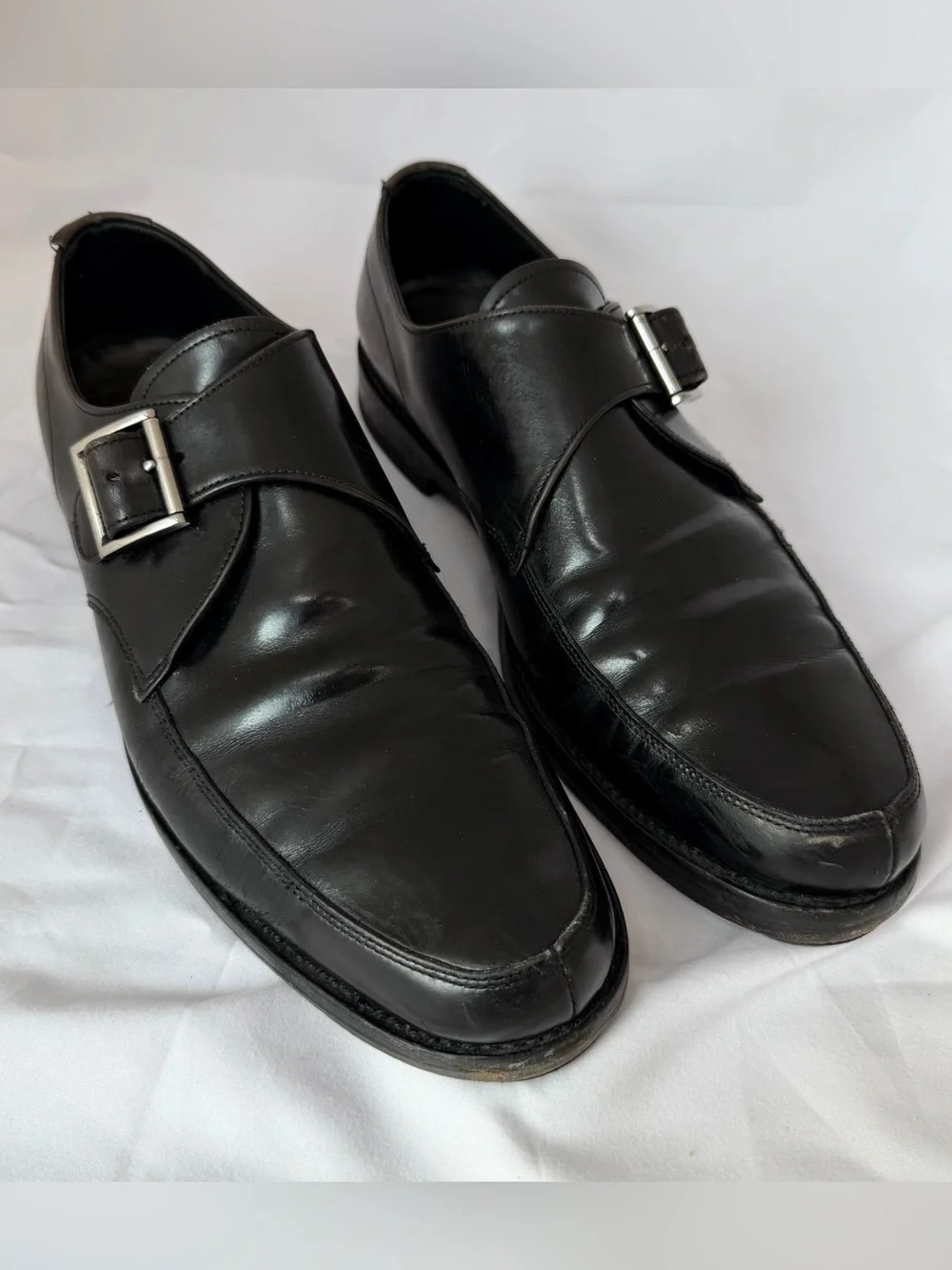 PRADA Black Leather Monk Strap Dress Shoes - Men
